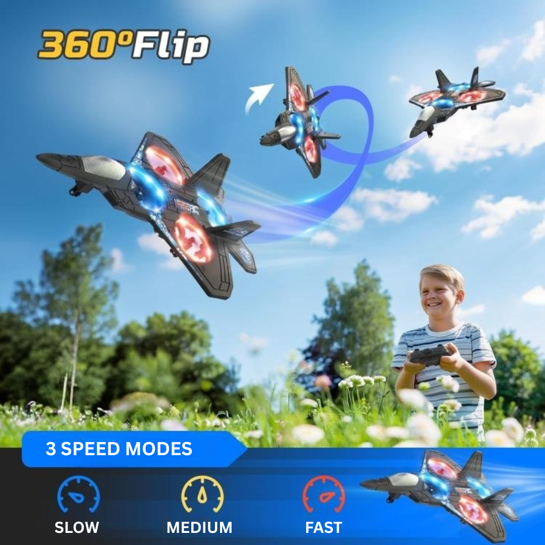 Jet Drone for Kids – Remote Controlled with LED Lights & Sound Effects
