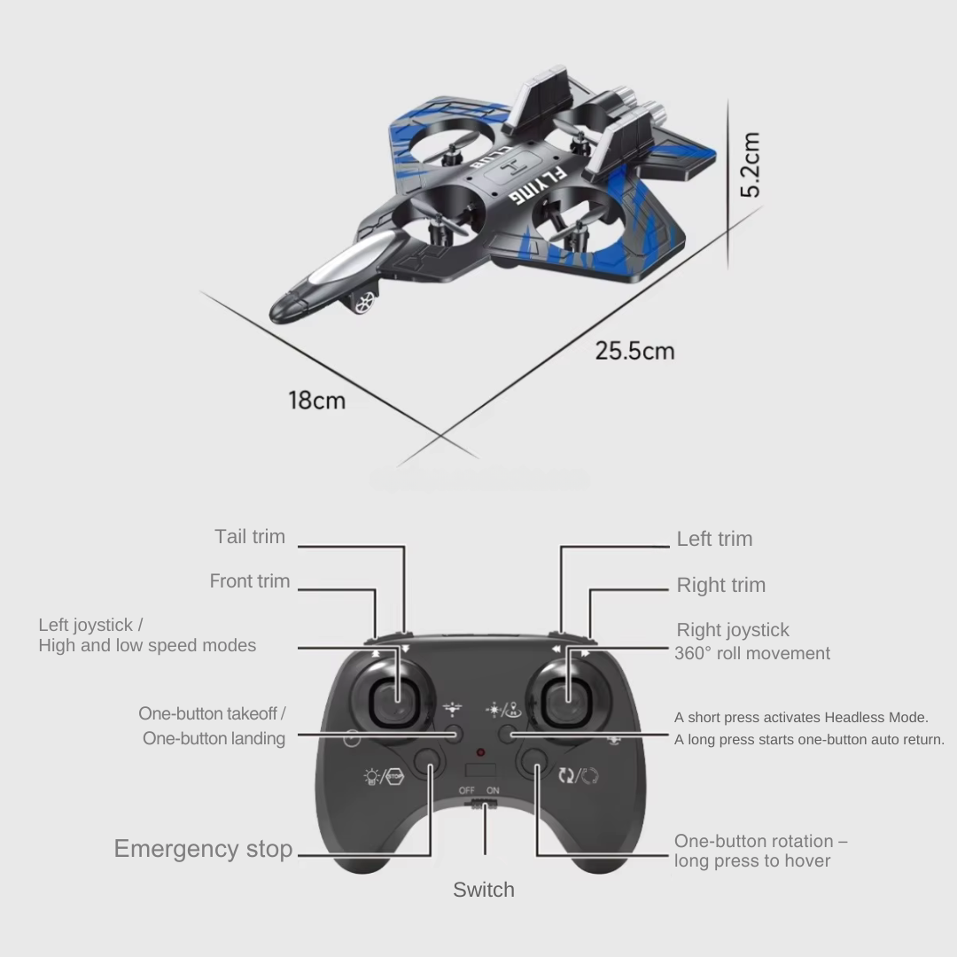 Jet Drone for Kids – Remote Controlled with LED Lights & Sound Effects